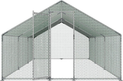 VEVOR Large Metal Chicken Coop, Walk-in Poultry Cage With Waterproof Cover, Outdoor Hen House For Chicken Duck Rabbit Farm