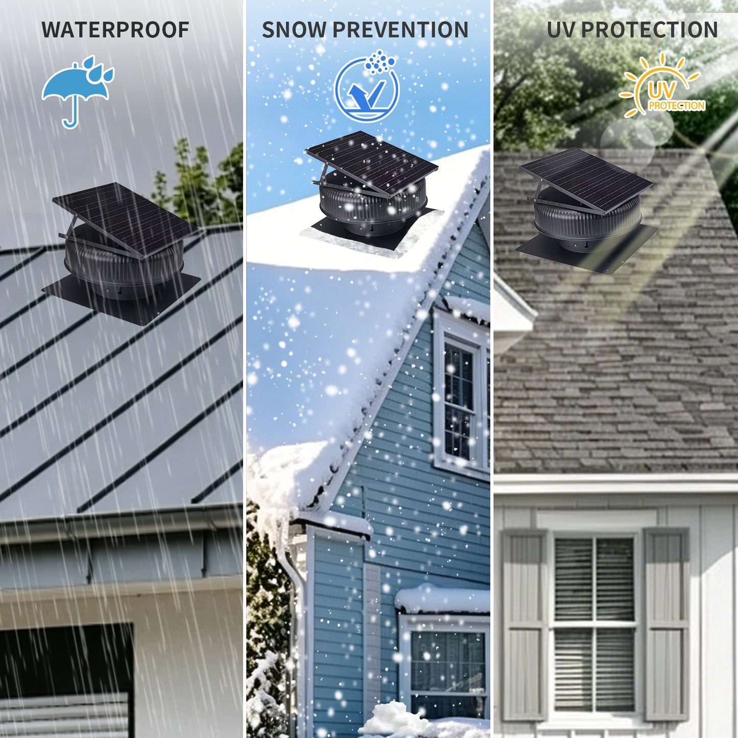 12" Adjustable Solar Roof Vent Fan with Remote Control