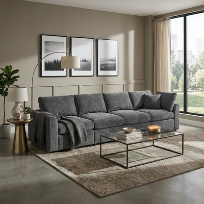 U-Style 130.3" Modular Sectional Sofa, 4-Seater