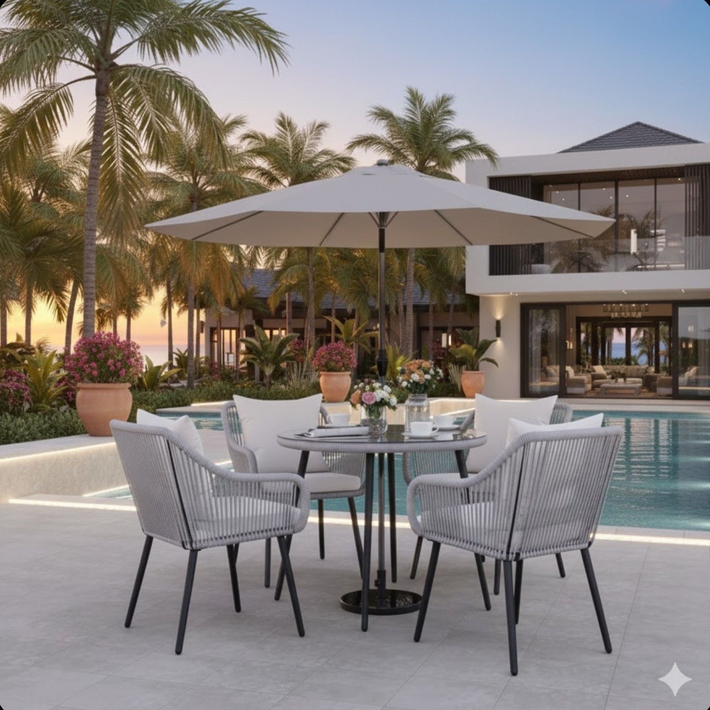 5 Piece Twisted Rattan Patio Dining Set With Table