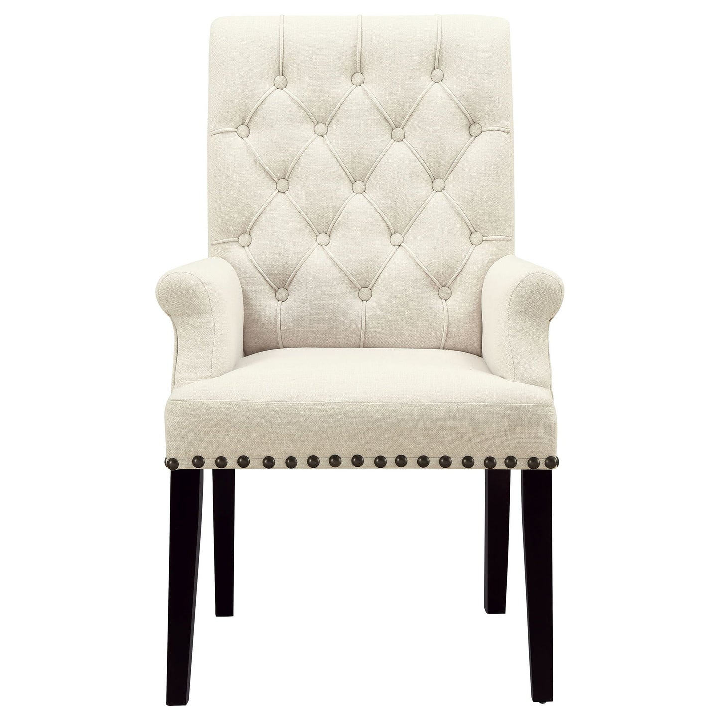 Vaughn - Upholstered Dining Chair With Tapered Legs And Nailhead Trim - Beige