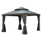 13x13FT Outdoor Hardtop Gazebo with Galvanized Steel Double Roof