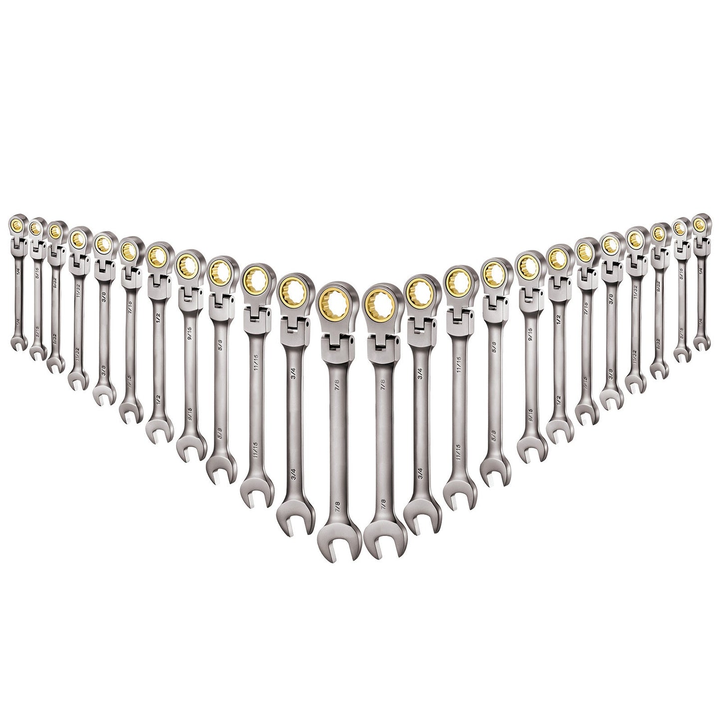 Flex-Head Ratcheting Wrench Set, 24-Piece SAE and Metric
