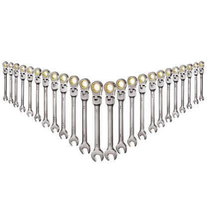 Flex-Head Ratcheting Wrench Set, 24-Piece SAE and Metric