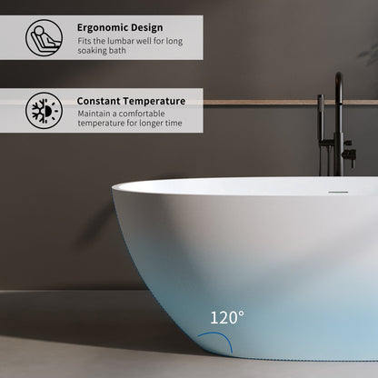 66.9″ Solid Surface Matte Tub - Freestanding Soaking Bathtub