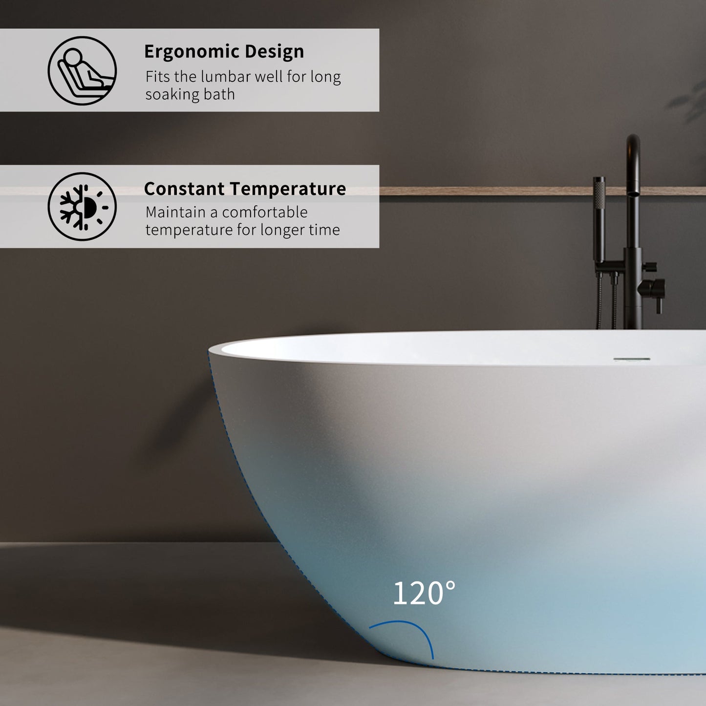 59'' Solid Surface Matte Tub