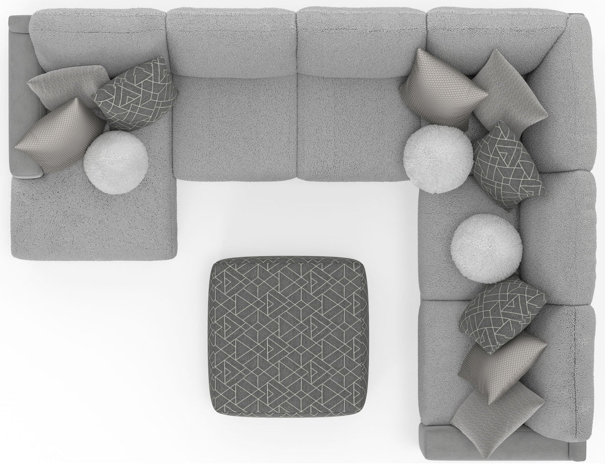 Canyon - 4 Piece Sectional With Cuddler Seat Cushions, Included Accent Pillows And Cocktail Ottoman (Left Side Facing Chaise) - Platinum