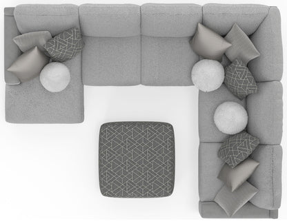 Canyon - 4 Piece Sectional With Cuddler Seat Cushions, Included Accent Pillows And Cocktail Ottoman (Left Side Facing Chaise) - Platinum