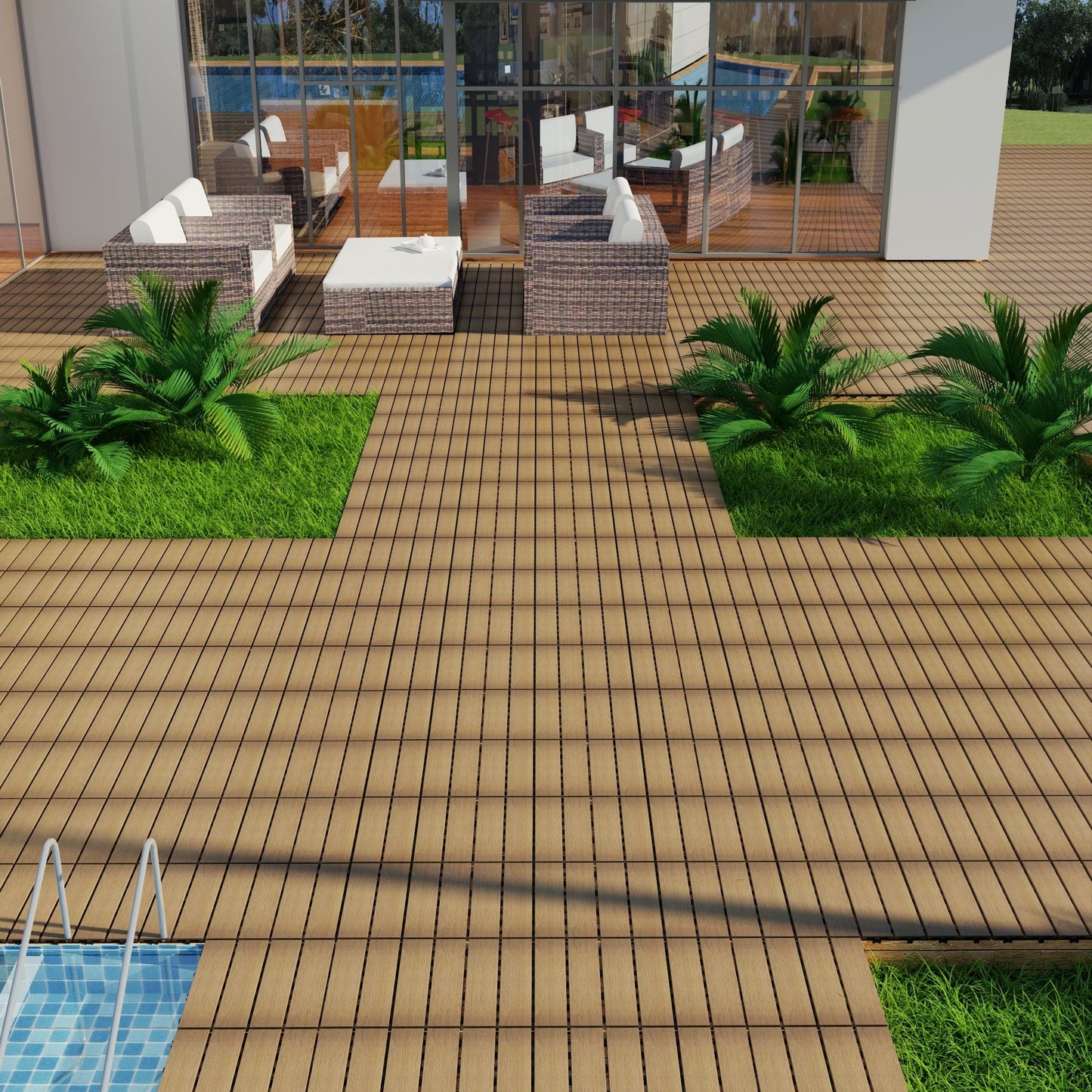 Patio Deck Tiles, Pack Of 22