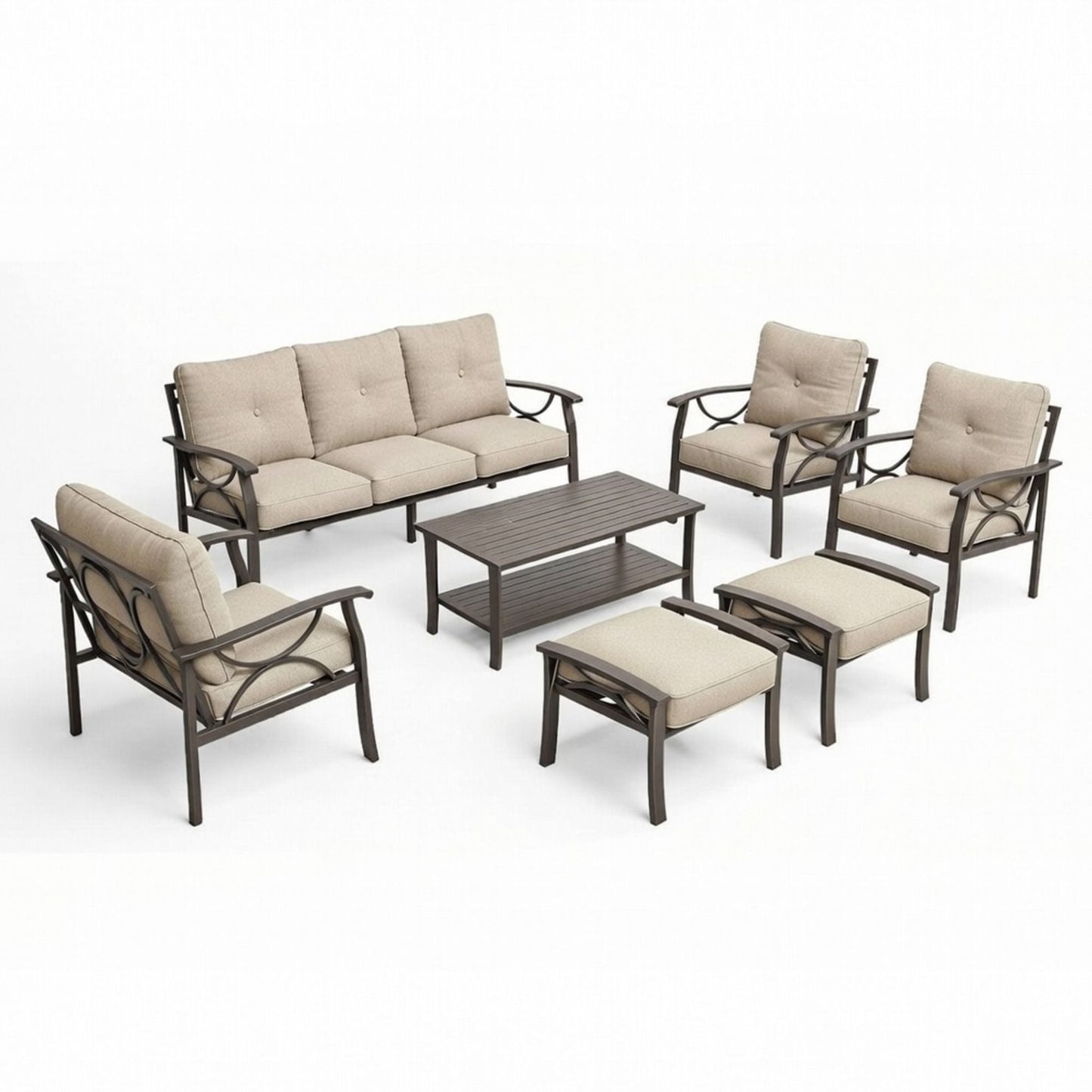 Patio Furniture Set with Coffee Table and Cushions for Backyard