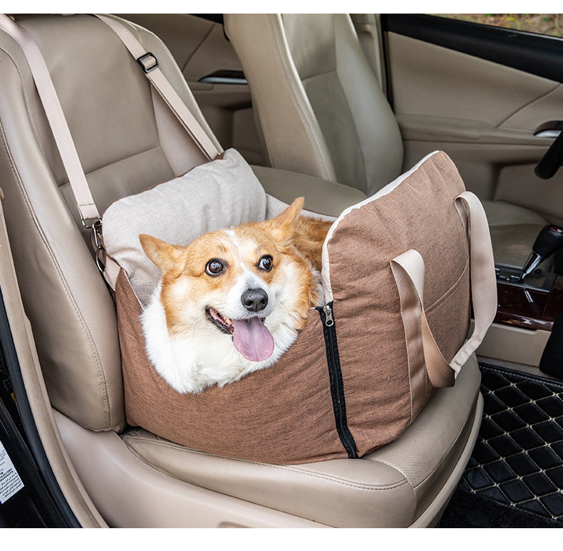 Dog Car Seat Portable Travel Pet Car Bed Safety Carrier Anti Escape Dog Booster Seat For Small Medium Dogs Cats Washable Soft Pet Car Seat With Storage Pocket & Safety Leash