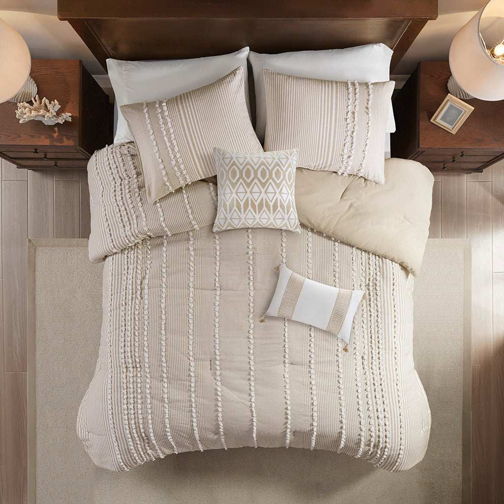 King 3 Piece Cotton Yarn Dyed Comforter Set