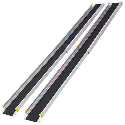 Premium Adjustable Telescoping Wheelchair Track Ramps Aluminium - Silver