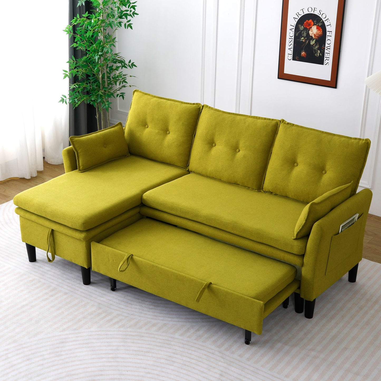 L-Shaped Reversible Chaise Sectional Sofa With Storage