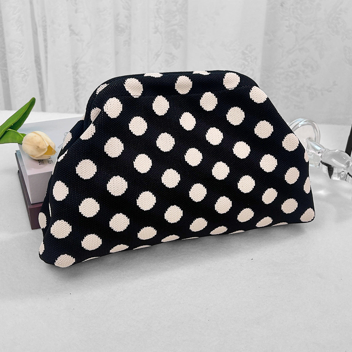 Womens Knitted Bag Striped Clutch
