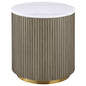 Jason Round White Marble Top Side End Table Greige