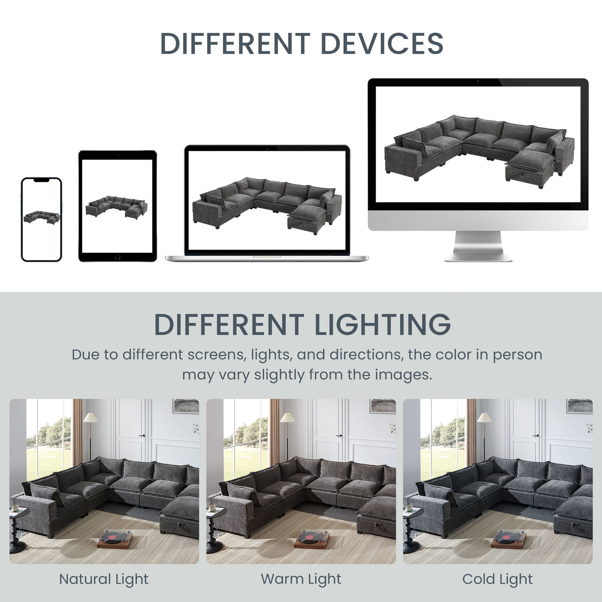 117.5'' Modular Sectional Sofa with Movable Storage Ottoman