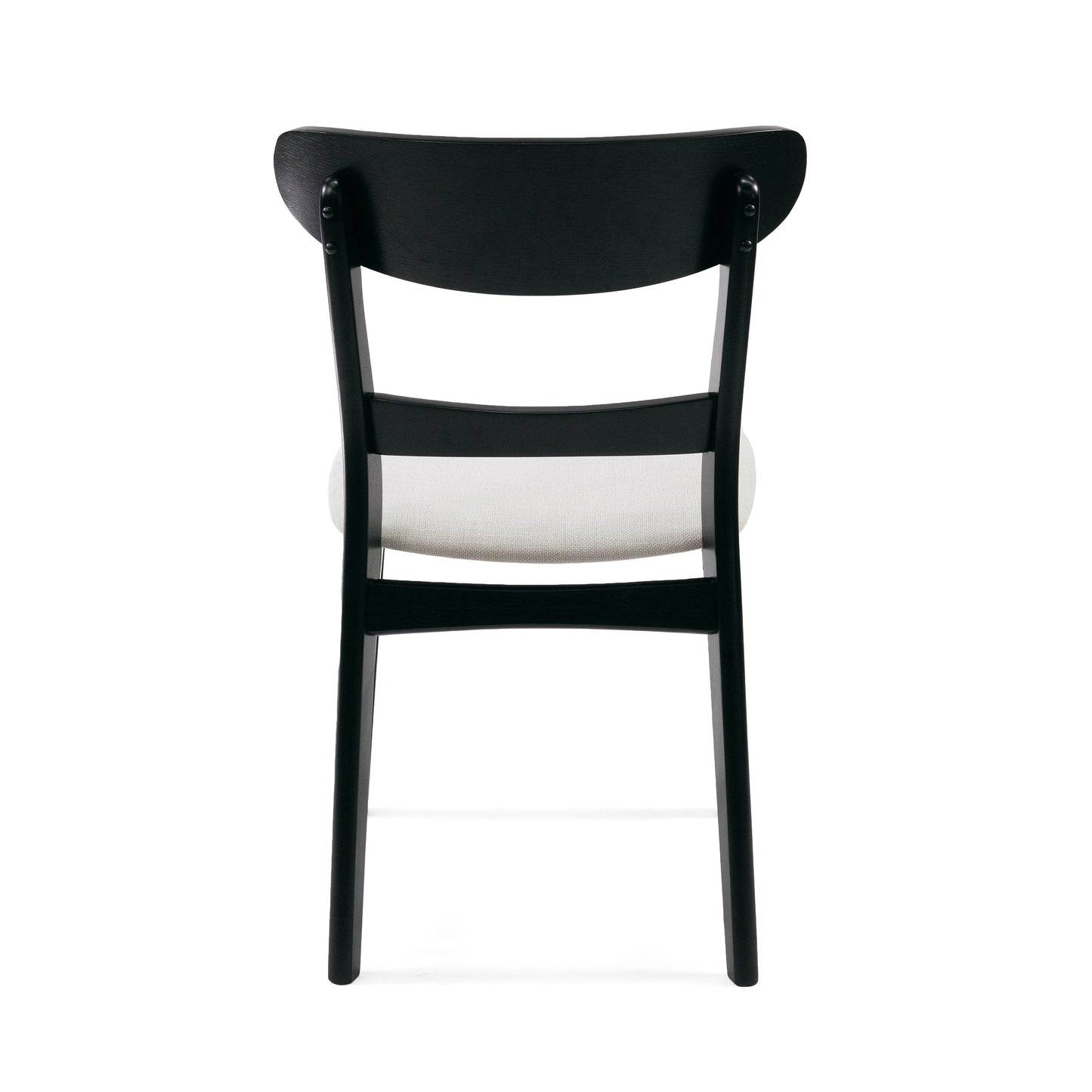 Set of 2 Mid-Century Dining Chairs - Upholstered Seat, Rubberwood Legs