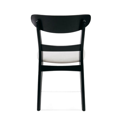 Set of 2 Mid-Century Dining Chairs - Upholstered Seat, Rubberwood Legs
