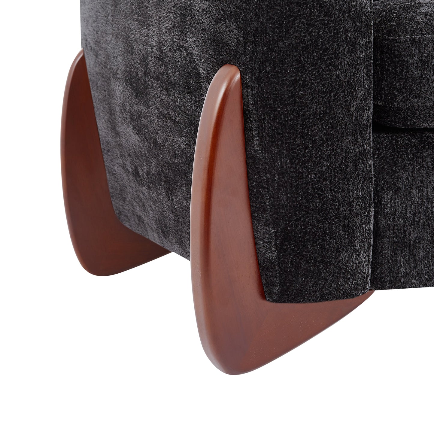 89"L Sofa with Chenille Fabric and Wooden Legs