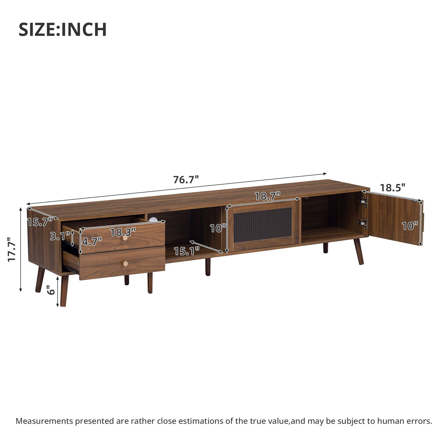 76" TV Stand, Entertainment Center With Storage Cabinets