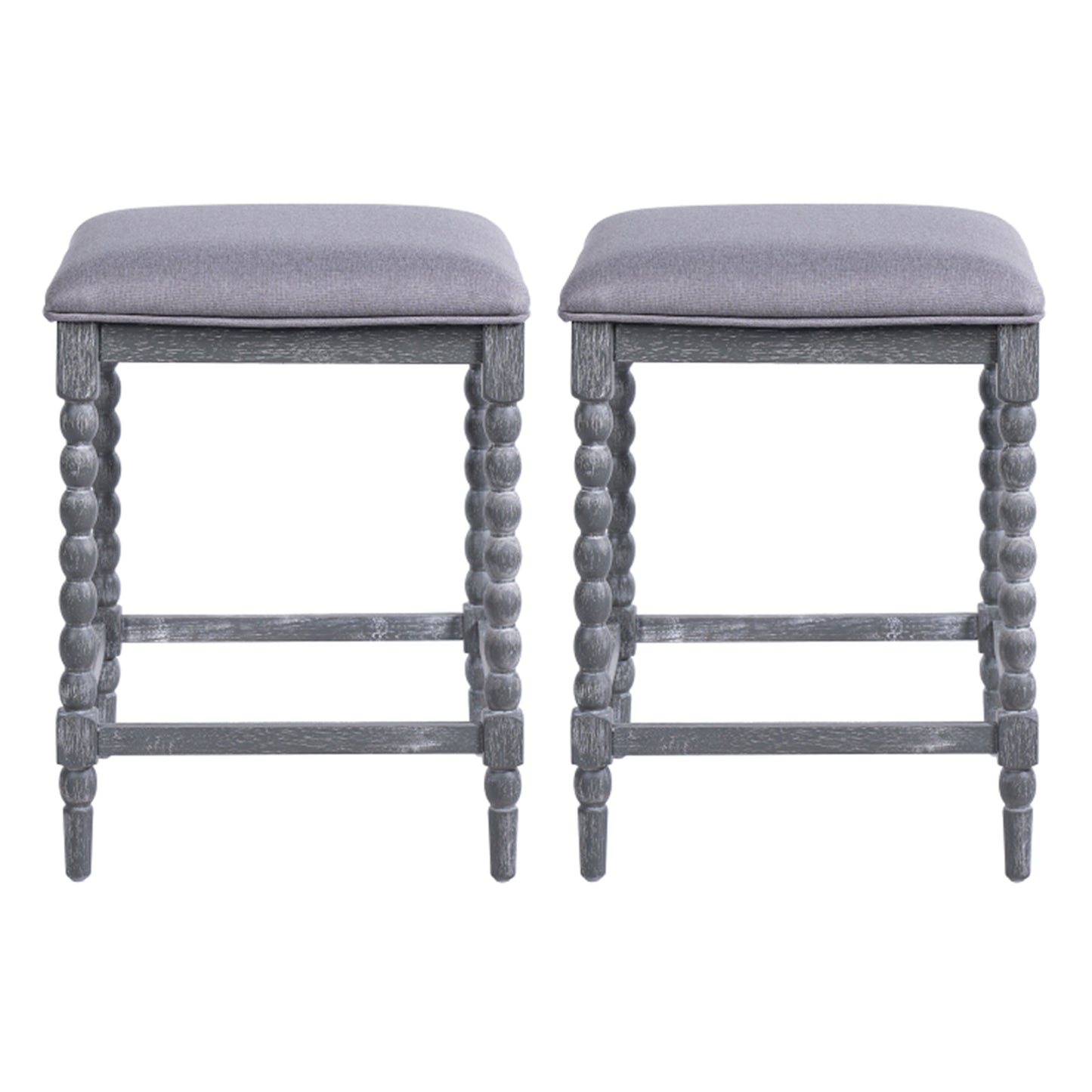 26" Counter Stools - Set of 2 with Upholstered Seat