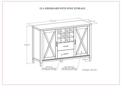 Ela - Sideboard With Wine Storage - Smoky Brown