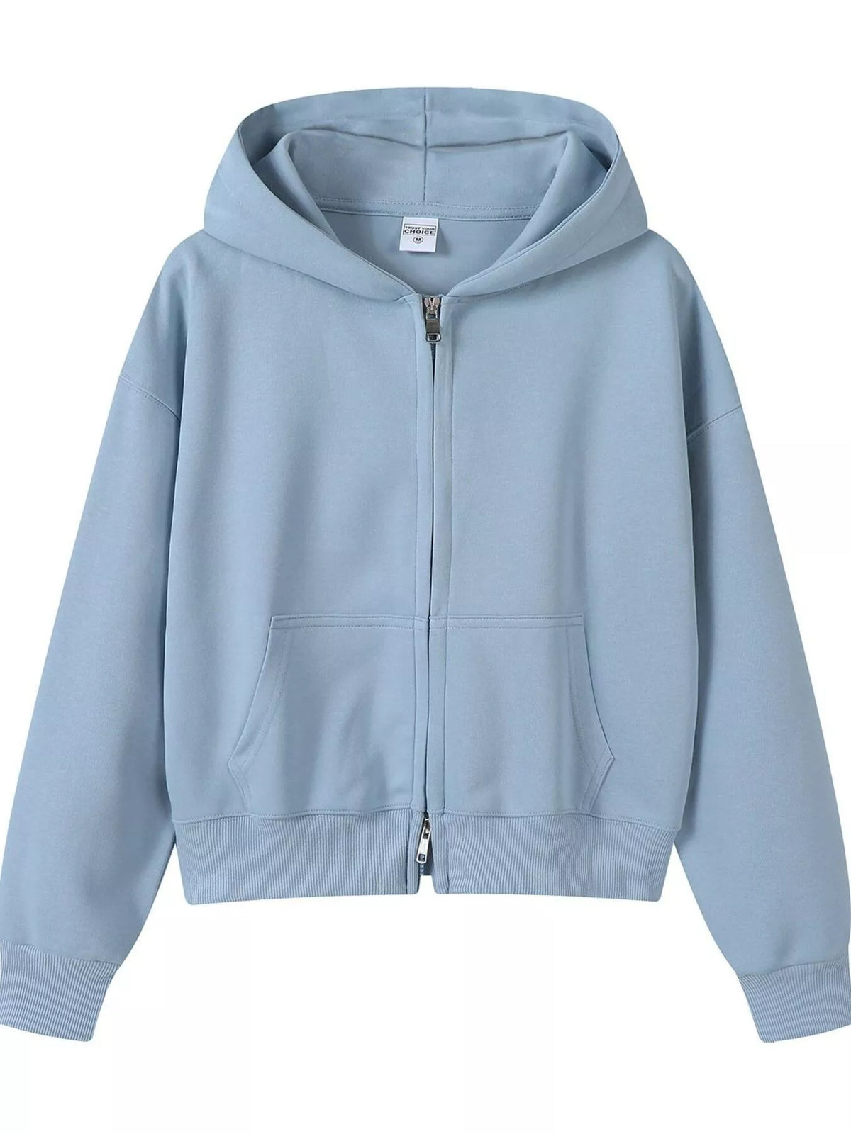 Full Size Casual Zip-Up Long Sleeve Hoodie Plus Size