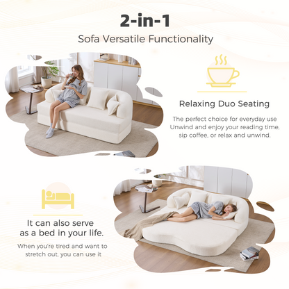2-in-1 Foldable Sofa Bed with 4 Pillows