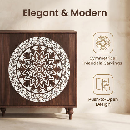 60" Vintage Mandala Carved Sideboard