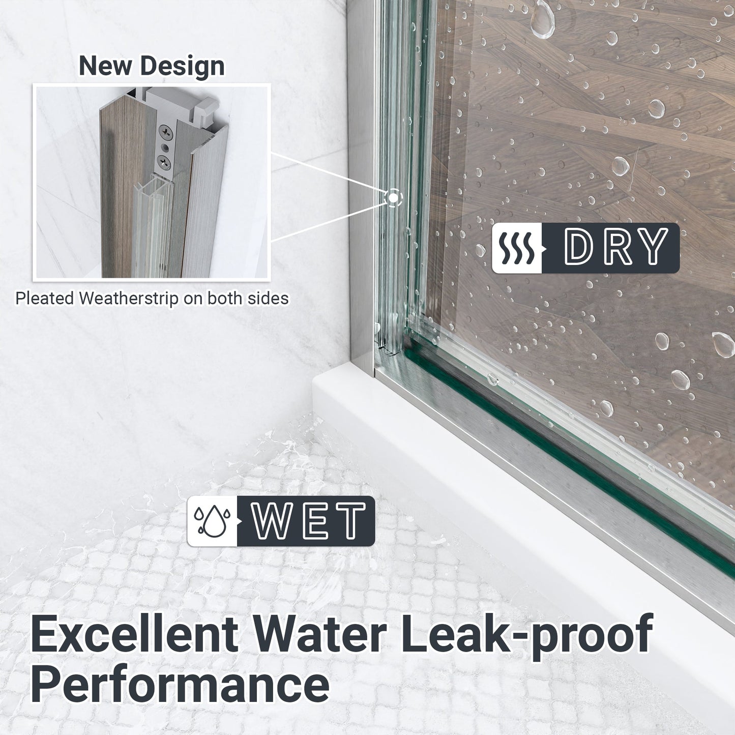 56-60"W x 60"H Semi-Frameless Double Sliding Shower Door