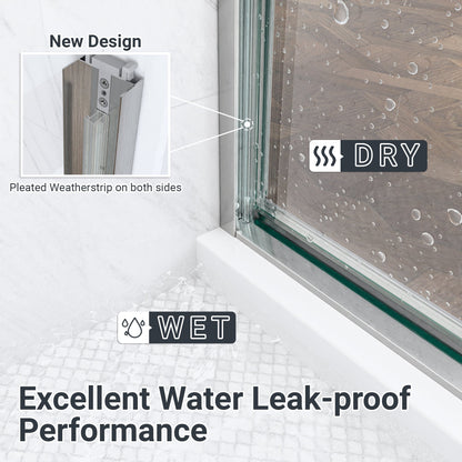 56-60"W x 60"H Semi-Frameless Double Sliding Shower Door