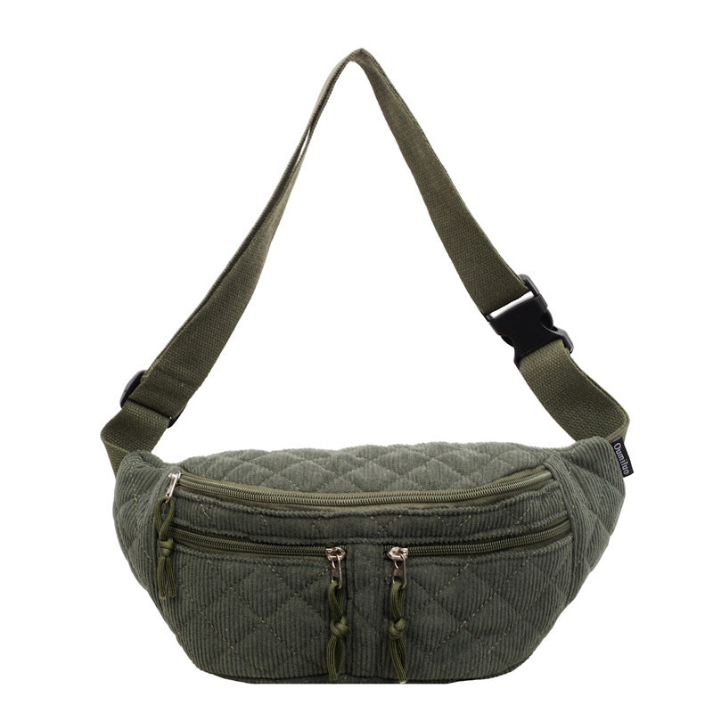 Solid-color Down Cotton Chest Bag Niche-design Shoulder And Crossbody Versatile And Easy To Match