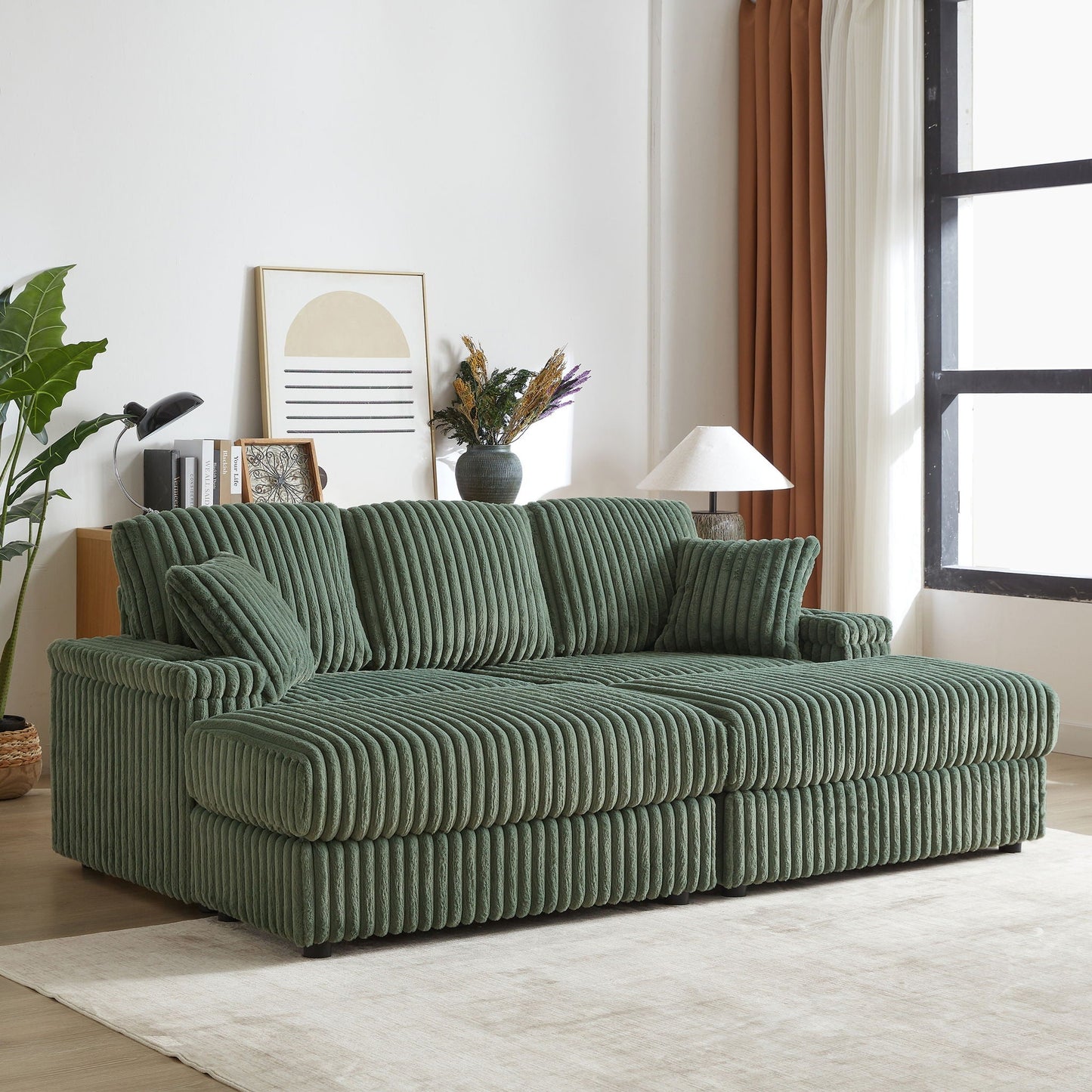 3 Seater Sofa With 2 Ottomans For Living Room