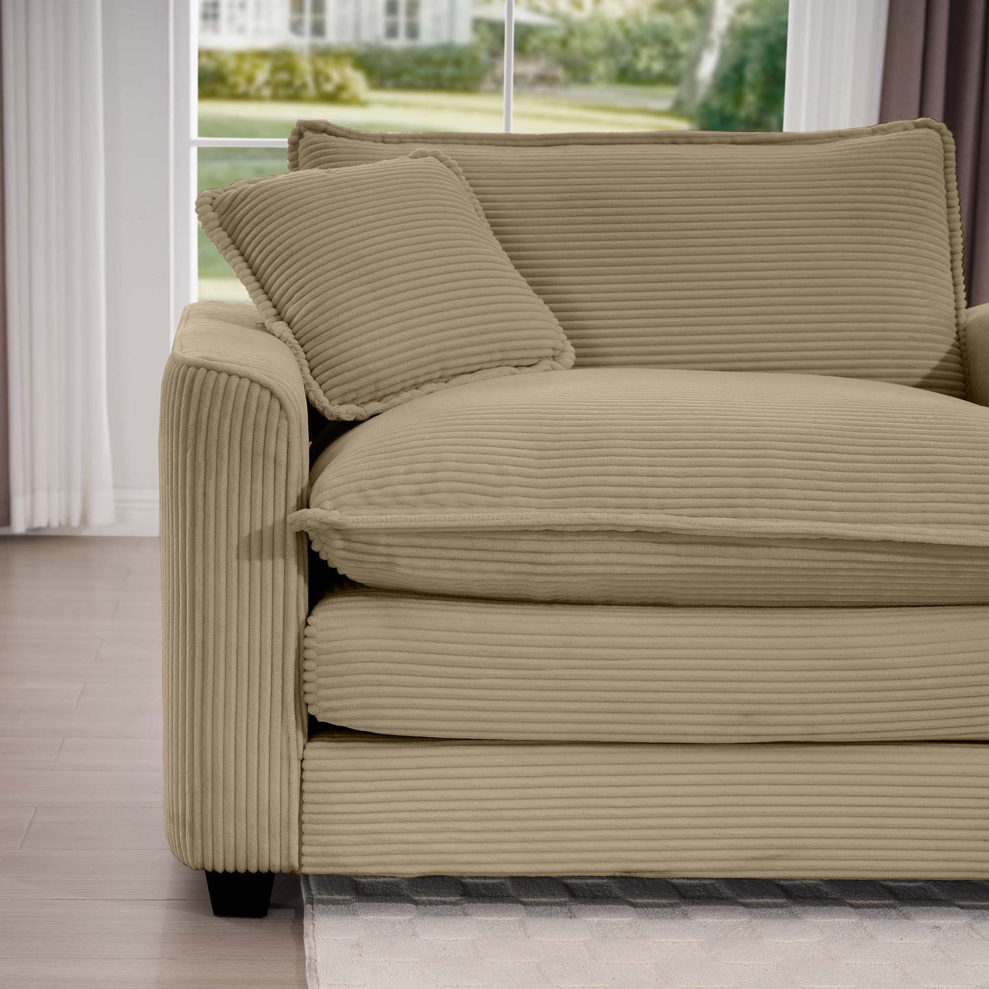 Modern Classic Fabric Single Chair Deep Seat Sofa With Pillow