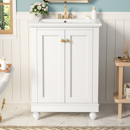 24 Inch Modern Bathroom Vanity Cabinet With Ceramic Sink