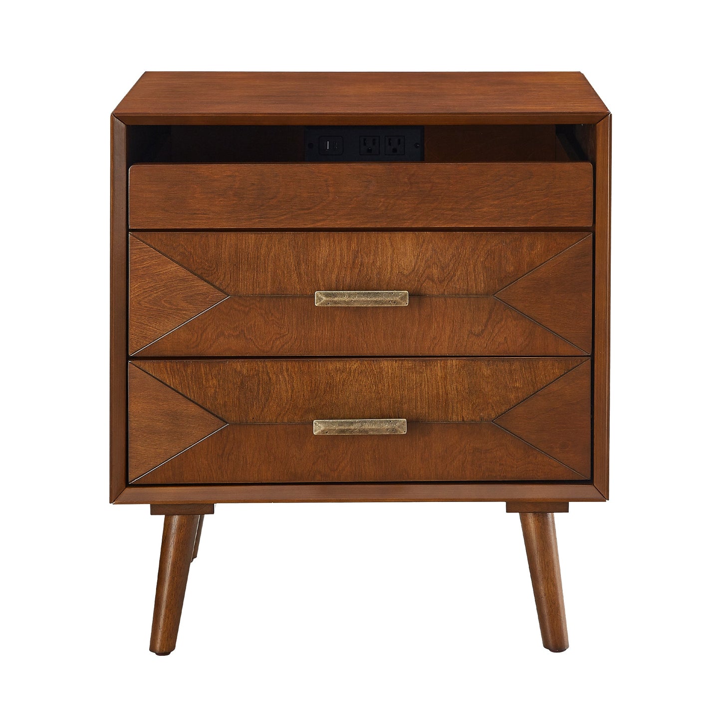24" Nightstand with Charging Station and Two Drawers