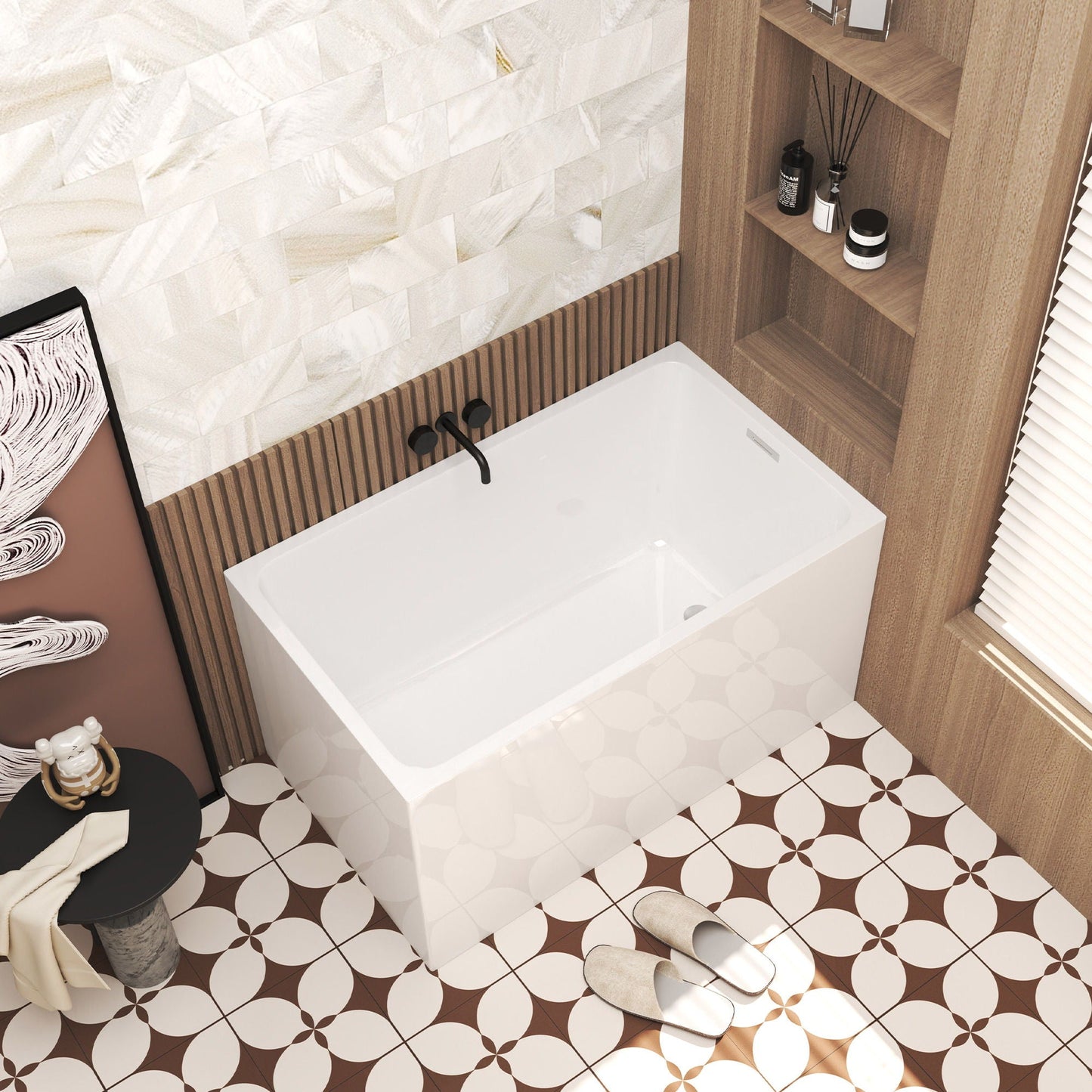 Freestanding Bathtub With Drain, Rectangular Shape