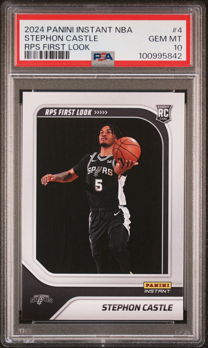 Graded 2024 Panini Instant NBA Stephon Castle #4 RPS First Look Rookie RC Basketball Card PSA 10 Gem Mint