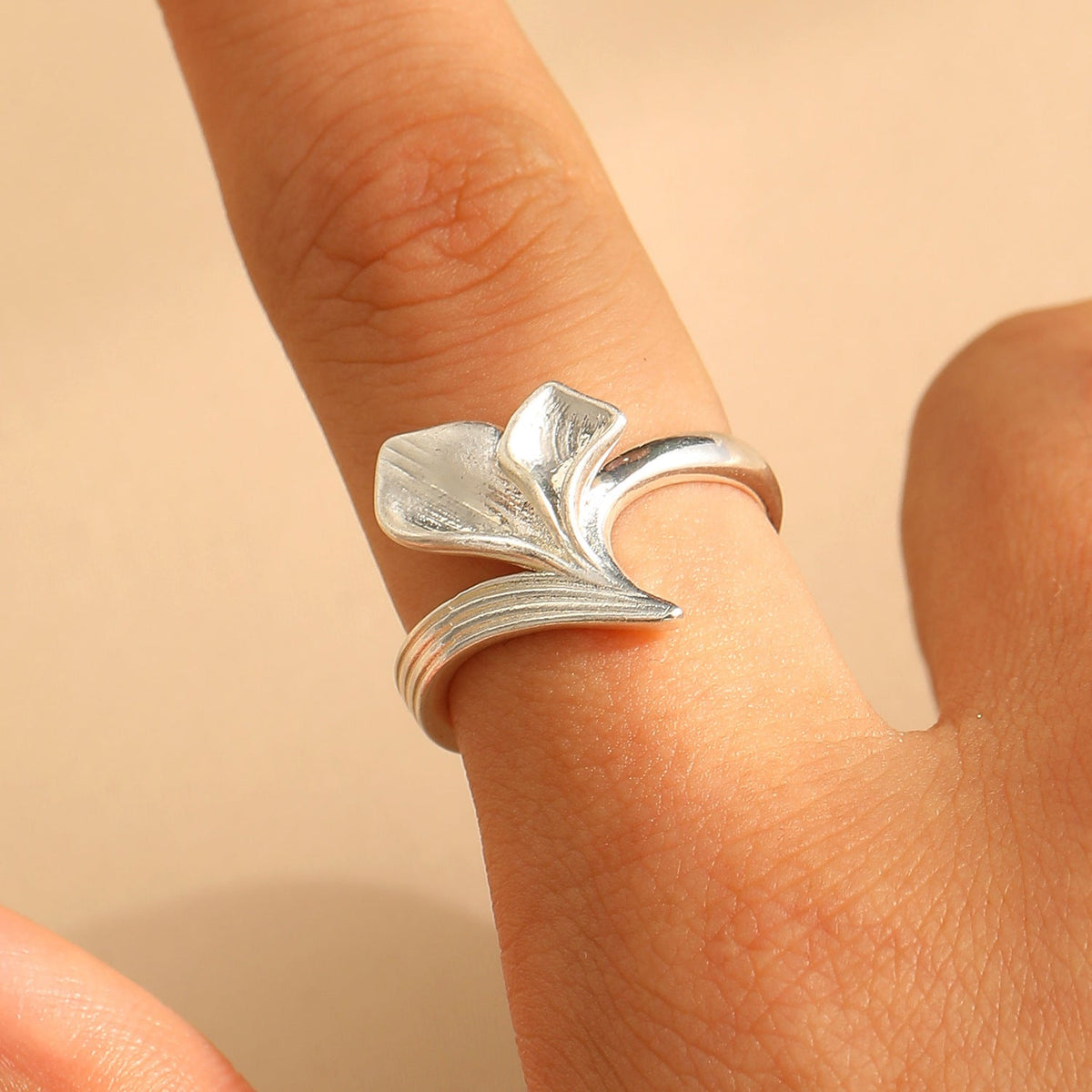 Delicate Lily Petal Flower Ring for Women