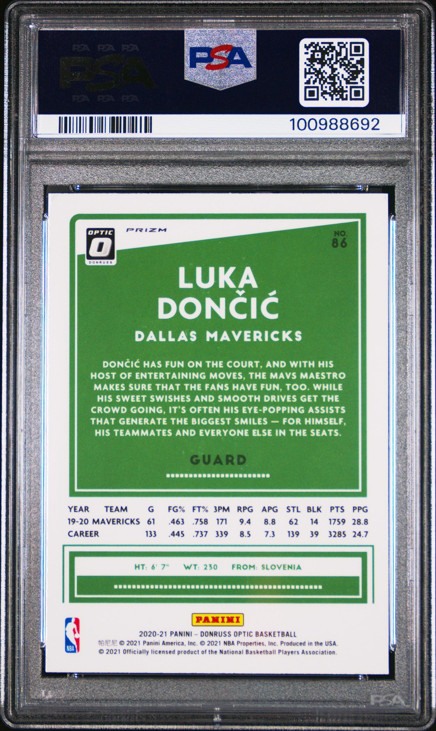 Graded 2020 Panini Donruss Optic Luka Doncic #86 Target Box Set Basketball Card PSA 10 Gem Mint
