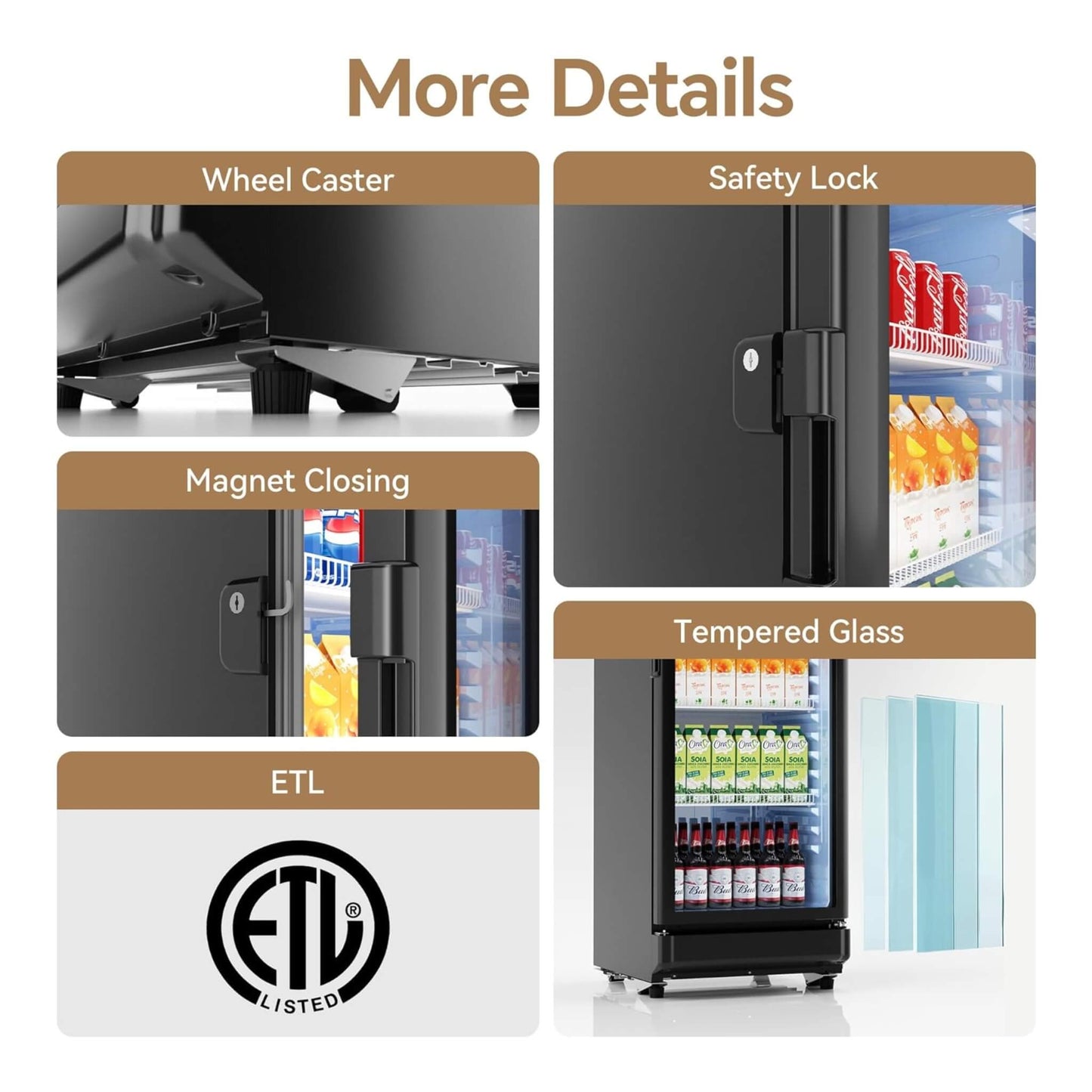 6.0 Cu.Ft Commercial Beverage Refrigerator With Glass Door And Adjustable Shelves (SAK28460)