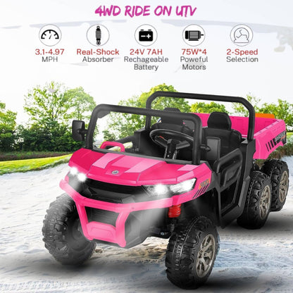 2-Seater 4WD UTV Ride-On Car for Kids with Remote Control, LED Lights, and MP3 Player - 24V 300W