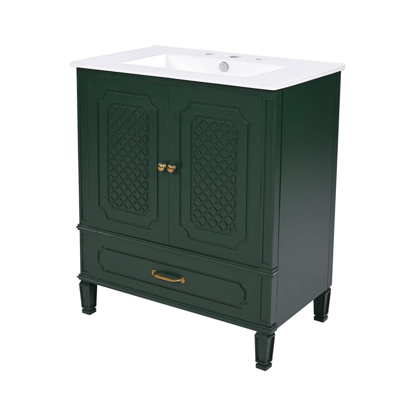 Nuvia 60-Inch Green Vintage Double Sink Vanity With Cabinets And Drawers (SAK26149)