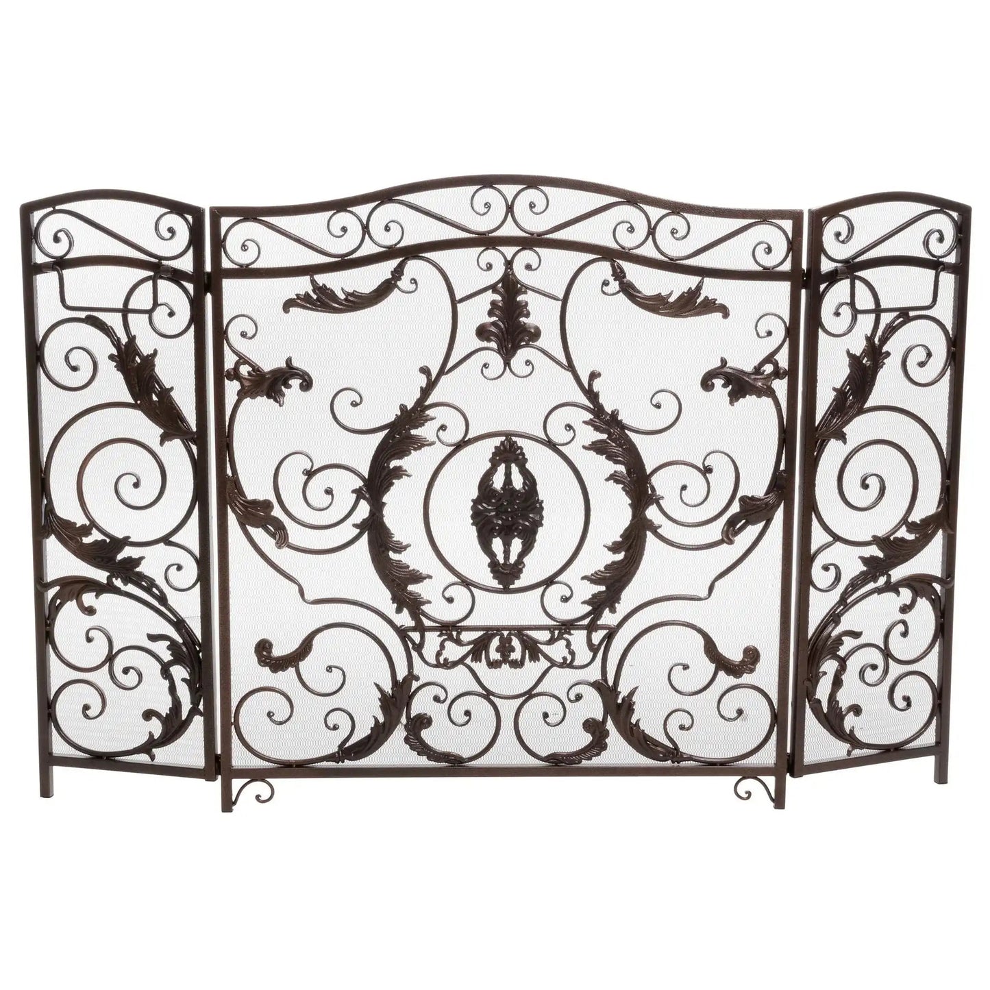 Mariella Traditional Floral Iron Fireplace Screen with Ornate Design