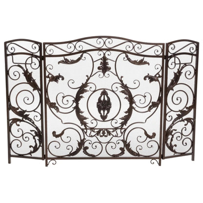 Mariella Traditional Floral Iron Fireplace Screen with Ornate Design