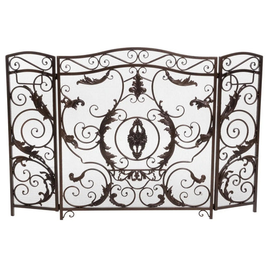 Mariella Traditional Floral Iron Fireplace Screen with Ornate Design