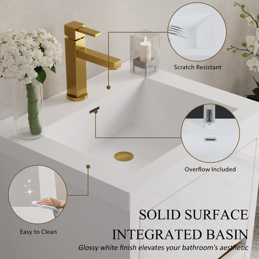 24" Freestanding Bathroom Vanity with Sink and Storage Cabinet