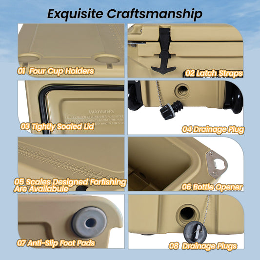 110 Quart Khaki Rotomolded Insulated Ice Chest