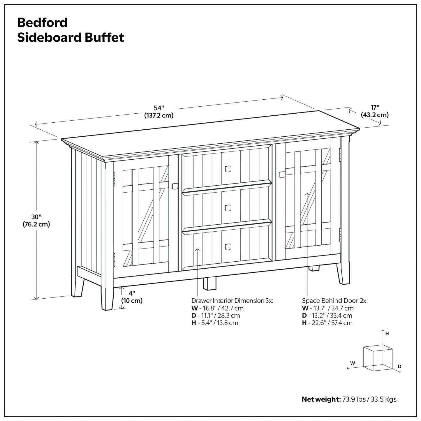 Bedford - Sideboard Buffet - White